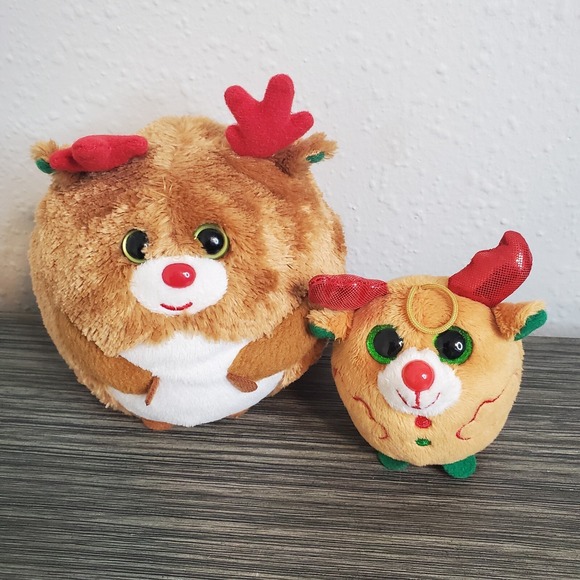 Ty Other - Ty Beanie Ballz Hoofer & Chestnut Reindeer Plush Christmas Stuffed Animal Lot